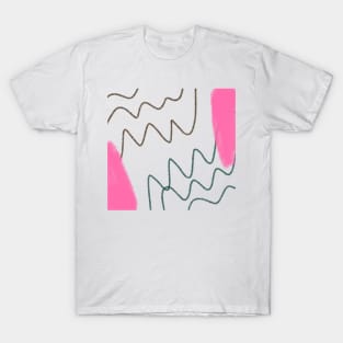 Pink black abstract watercolor art T-Shirt